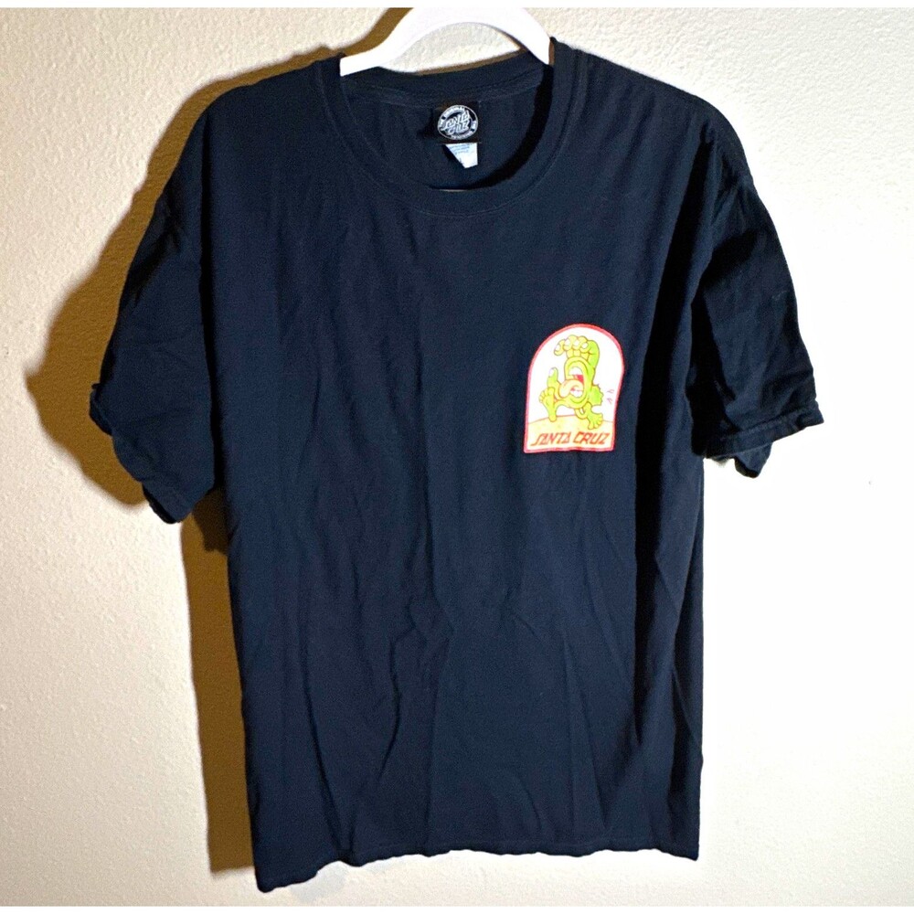 Santa Cruz Black Skateboarding T-Shirt Short Sleeve Size L Cotton